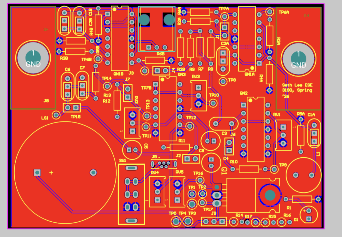 Altium PCB layout of the metal detector board.